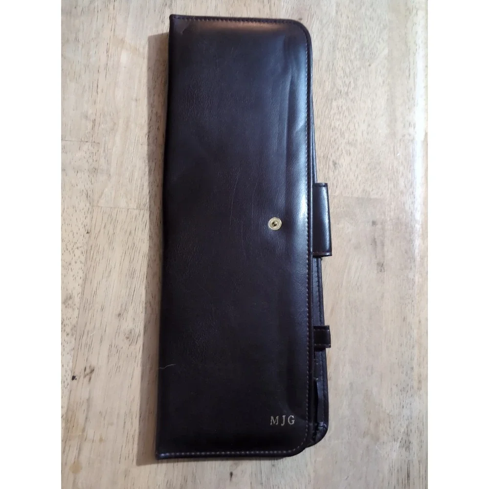 Genuine Leather Tie Travel Mjg Storage Case Hanging VTG Retro Organizer‎ Necktie